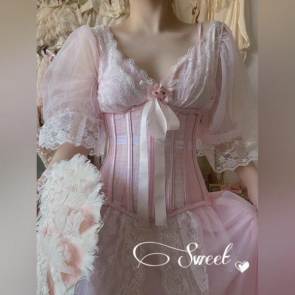 Vintage Kayser Babydoll Chemise Sleeping Set Barbiecore Dreamy Girlhoodcore Mesh - Picture 6 of 16